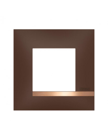 Plaque Altège Déco 1 poste Terre de sienne marron avec liseré effet cuivre BTICINO BTAL9TS1