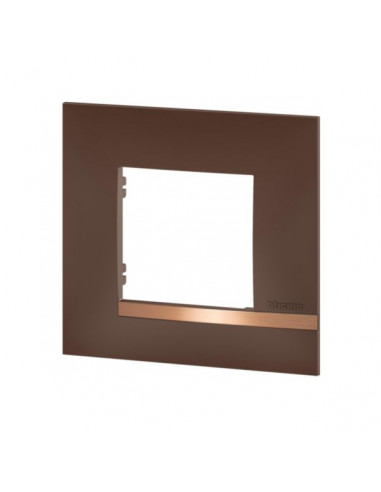 Plaque Altège Déco 1 poste Terre de sienne marron avec liseré effet cuivre BTICINO BTAL9TS1
