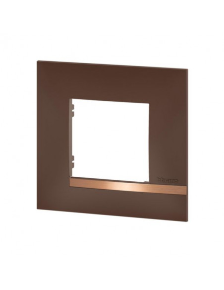 Plaque Altège Déco 1 poste Terre de sienne marron avec liseré effet cuivre BTICINO BTAL9TS1