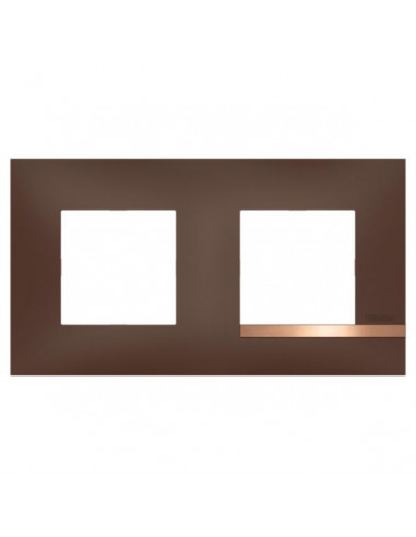 Plaque Altège Déco 2 postes Terre de sienne marron avec liseré effet cuivre BTICINO BTAL9TS2