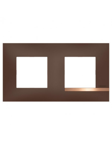 Plaque Altège Déco 2 postes Terre de sienne marron avec liseré effet cuivre BTICINO BTAL9TS2