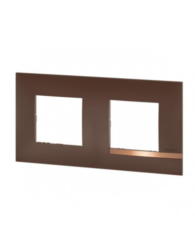 Plaque Altège Déco 2 postes Terre de sienne marron avec liseré effet cuivre BTICINO BTAL9TS2
