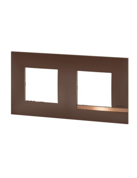 Plaque Altège Déco 2 postes Terre de sienne marron avec liseré effet cuivre BTICINO BTAL9TS2
