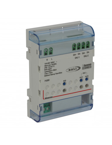 Variateur MH DALI2 2 sorties pour contrôle jusqu'à 32 ballasts 4 modules DIN BTICINO BTF429D