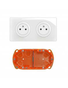 Kit 2x2P+T Surface précâblées Céliane + boîte complet Blanc LEGRAND CK0112 2