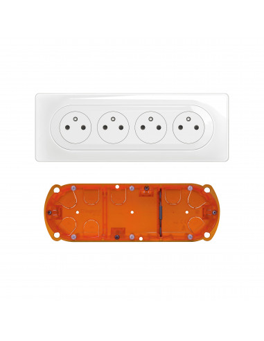 Kit 4x2P+T Surface compacte précâblée Céliane + boîte complet Blanc LEGRAND CK0114