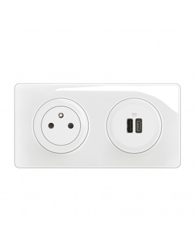 Kit 2P+T Surface et USB A+C 15W Céliane précâblées + boîte complet Blanc LEGRAND CK0143