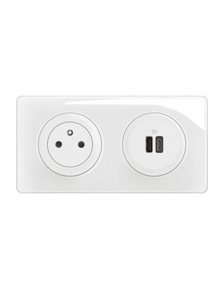 Kit 2P+T Surface et USB A+C 15W Céliane précâblées + boîte complet Blanc LEGRAND CK0143