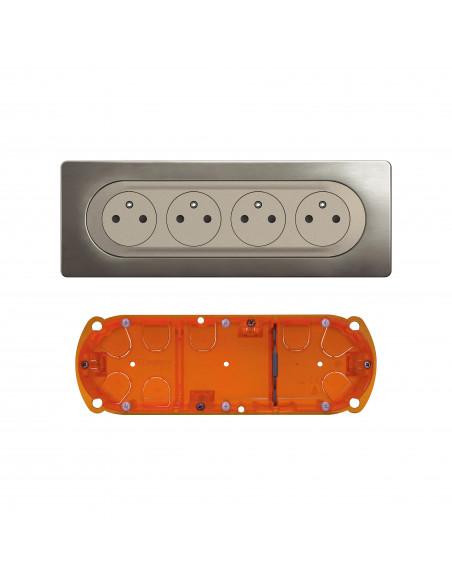 Kit 4x2P+T Surface compacte précâblée Céliane + boîte complet Titanium LEGRAND CO0114