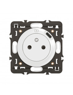 Prise 2P+T avec prise USB Type-C 7,5W Céliane enjoliveur Blanc et support LEGRAND CX0140 2