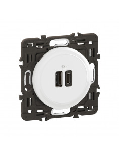Prise 2 USB Céliane 15W Type-A+C enjoliveur Blanc et support LEGRAND CX0153