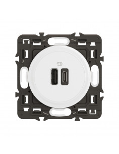 Prise 2 USB Céliane 15W Type-A+C enjoliveur Blanc et support LEGRAND CX0153 2