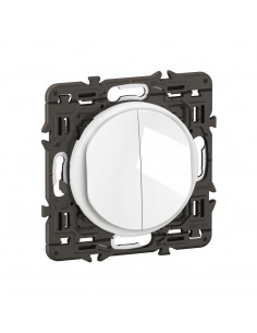 Double interrupteur ou va-et-vient Céliane 10AX enjoliveur Blanc et support LEGRAND CX2001