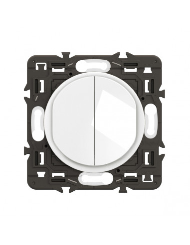 Double poussoir inverseur Céliane 6A enjoliveur Blanc et support LEGRAND CX2031