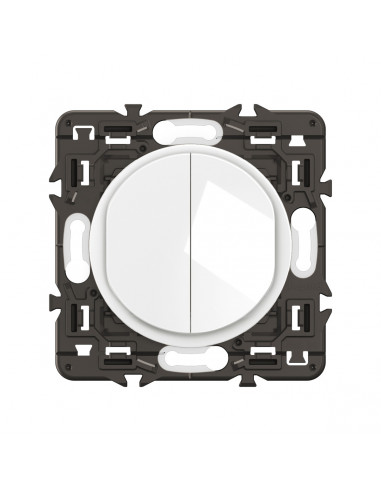 Double interrupteur lumineux Céliane 10AX enjoliveur Blanc, support et voyant LEGRAND CX3001