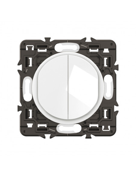 Double interrupteur lumineux Céliane 10AX enjoliveur Blanc, support et voyant LEGRAND CX3001