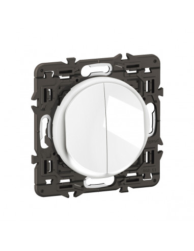 Double interrupteur lumineux Céliane 10AX enjoliveur Blanc, support et voyant LEGRAND CX3001