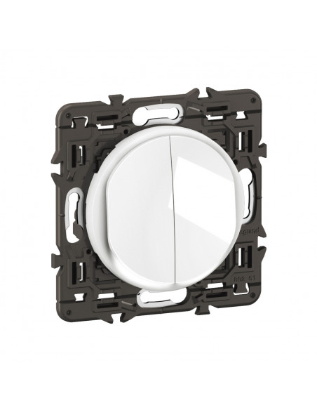 Double interrupteur lumineux Céliane 10AX enjoliveur Blanc, support et voyant LEGRAND CX3001