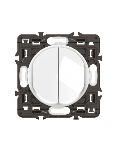 Double interrupteur lumineux Céliane 10AX enjoliveur Blanc, support et voyant LEGRAND CX3001