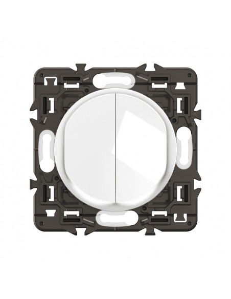 Double interrupteur lumineux Céliane 10AX enjoliveur Blanc, support et voyant LEGRAND CX3001