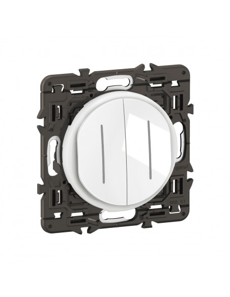 Double interrupteur témoin Céliane 10AX enjoliveur Blanc, support et voyant LEGRAND CX4001