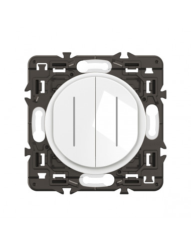 Double interrupteur témoin Céliane 10AX enjoliveur Blanc, support et voyant LEGRAND CX4001