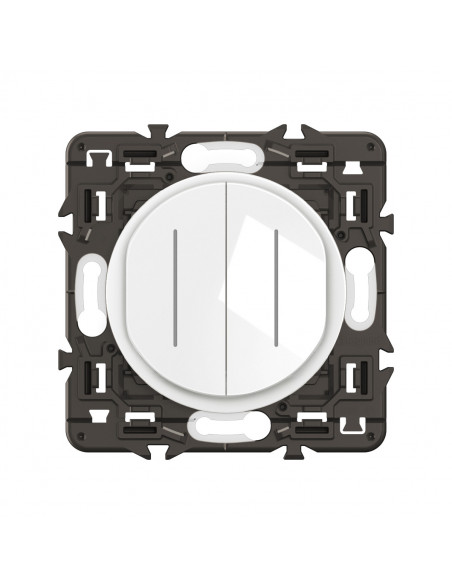 Double interrupteur témoin Céliane 10AX enjoliveur Blanc, support et voyant LEGRAND CX4001