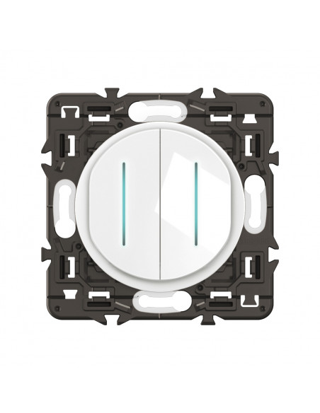 Double interrupteur témoin Céliane 10AX enjoliveur Blanc, support et voyant LEGRAND CX4001