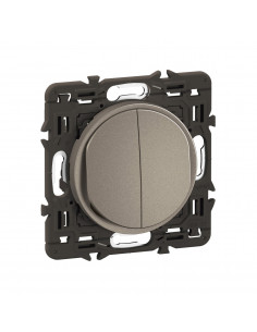 Interrupteur ou va-et-vient + poussoir Céliane enjoliveur Titanium et support LEGRAND CY0037