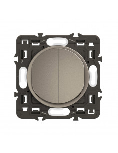 Interrupteur ou va-et-vient + poussoir Céliane enjoliveur Titanium et support LEGRAND CY0037 2
