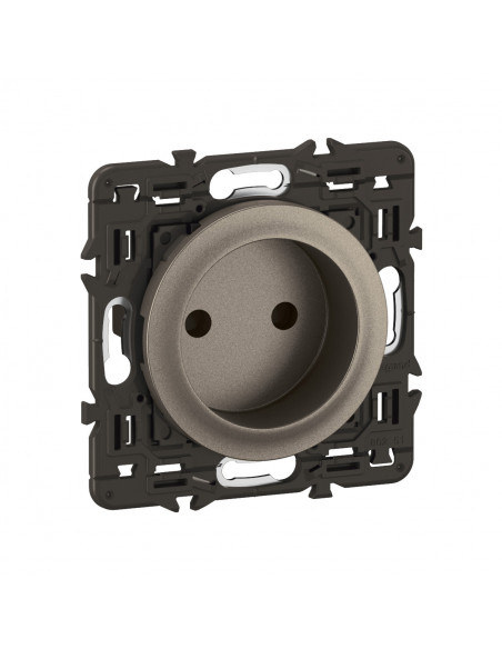 Prise 2P Céliane enjoliveur Titanium et support LEGRAND CY0110