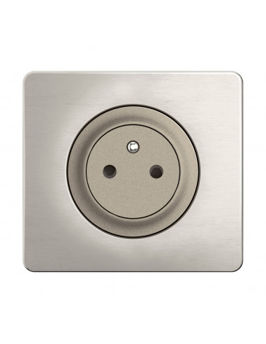 Prise 2P+T Surface Céliane enjoliveur Titanium et support LEGRAND CY0111