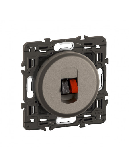 Prise haut-parleur Céliane enjoliveur Titanium et support LEGRAND CY0311