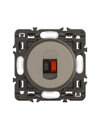 Prise haut-parleur Céliane enjoliveur Titanium et support LEGRAND CY0311