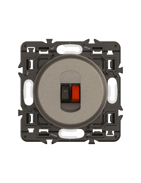 Prise haut-parleur Céliane enjoliveur Titanium et support LEGRAND CY0311