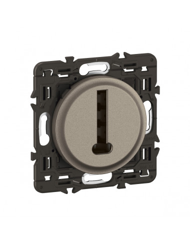 Prise téléphone Céliane 8 contacts enjoliveur Titanium et support LEGRAND CY0338