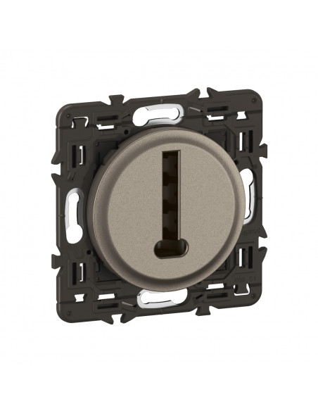 Prise téléphone Céliane 8 contacts enjoliveur Titanium et support LEGRAND CY0338