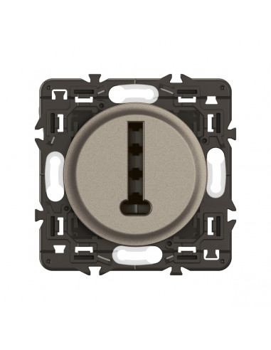 Prise téléphone Céliane 8 contacts enjoliveur Titanium et support LEGRAND CY0338