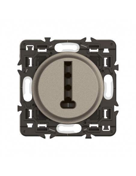 Prise téléphone Céliane 8 contacts enjoliveur Titanium et support LEGRAND CY0338