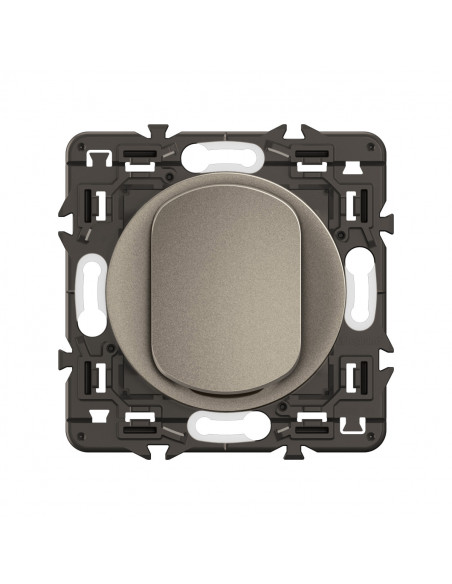 Interrupteur lumineux Céliane 10AX enjoliveur Titanium, support et voyant LEGRAND CY1001