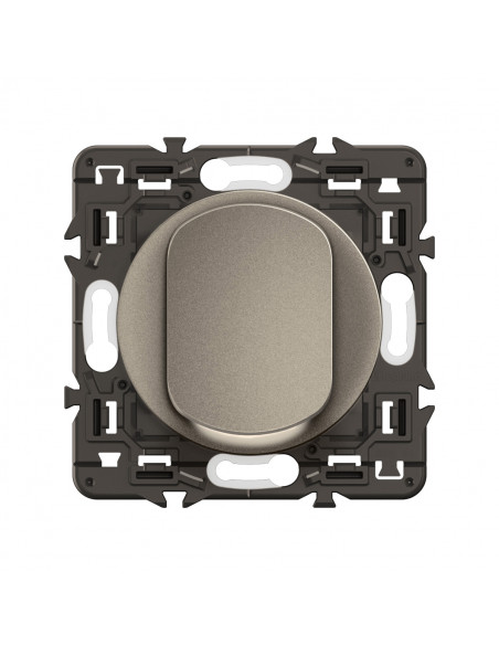 Interrupteur lumineux Céliane 10AX enjoliveur Titanium, support et voyant LEGRAND CY1001