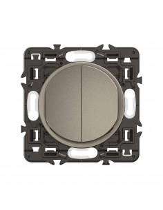 Double interrupteur lumineux Céliane 10AX enjoliveur Titanium, support et voyant LEGRAND CY3001 2
