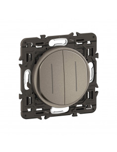Double interrupteur témoin Céliane 10AX enjoliveur Titanium, support et voyant LEGRAND CY4001