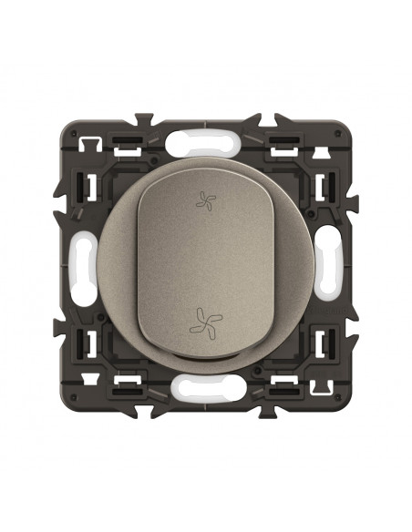 Poussoir VMC Céliane enjoliveur Titanium et support LEGRAND CY6031