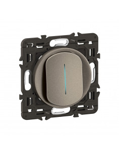 Interrupteur témoin Céliane 10AX enjoliveur Titanium, support et voyant LEGRAND CY7001