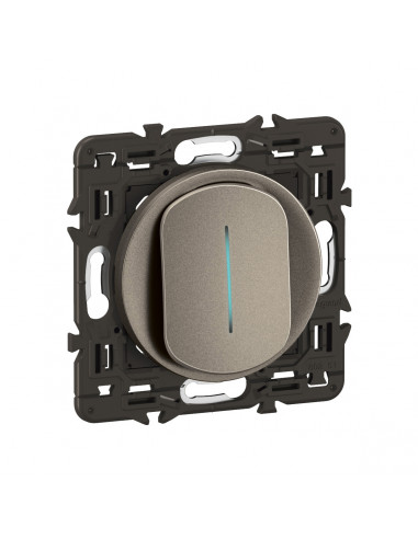 Interrupteur témoin Céliane 10AX enjoliveur Titanium, support et voyant LEGRAND CY7001
