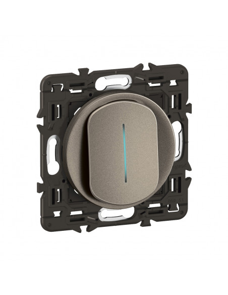 Interrupteur témoin Céliane 10AX enjoliveur Titanium, support et voyant LEGRAND CY7001