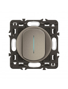 Interrupteur témoin Céliane 10AX enjoliveur Titanium, support et voyant LEGRAND CY7001 2