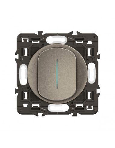 Interrupteur témoin Céliane 10AX enjoliveur Titanium, support et voyant LEGRAND CY7001