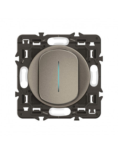 Interrupteur témoin Céliane 10AX enjoliveur Titanium, support et voyant LEGRAND CY7001